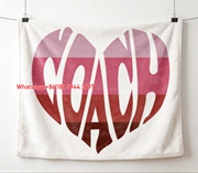 Coach Pink Red Gradient Heart Shape Flannel Throw Blanket C037